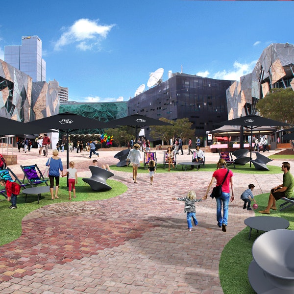 A render image of Fed Oasis at Fed Square
