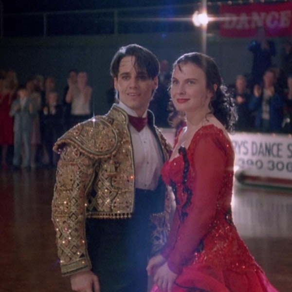 Tara Morice and Paul Mercutio are waiting for their scores on the dancefloor in Strictly Ballroom