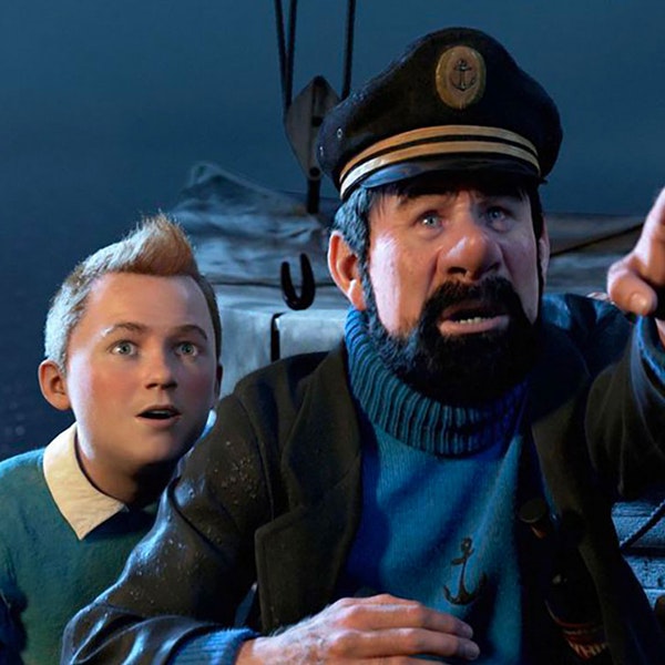 Tintin and Captain Haddock in the animted film The Adventures of Tintin
