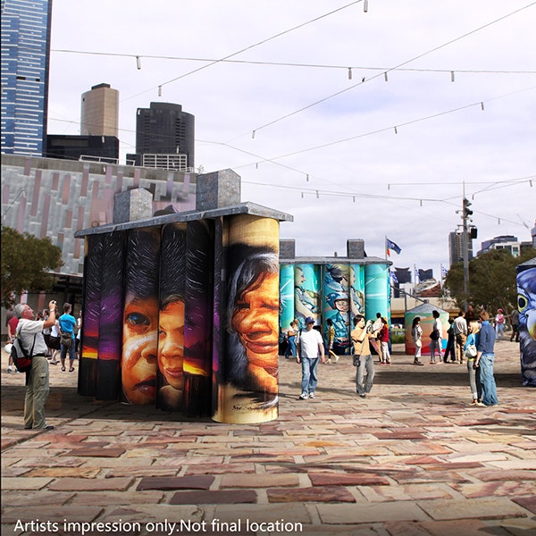 An artist's render impression of art silos in Fed Square