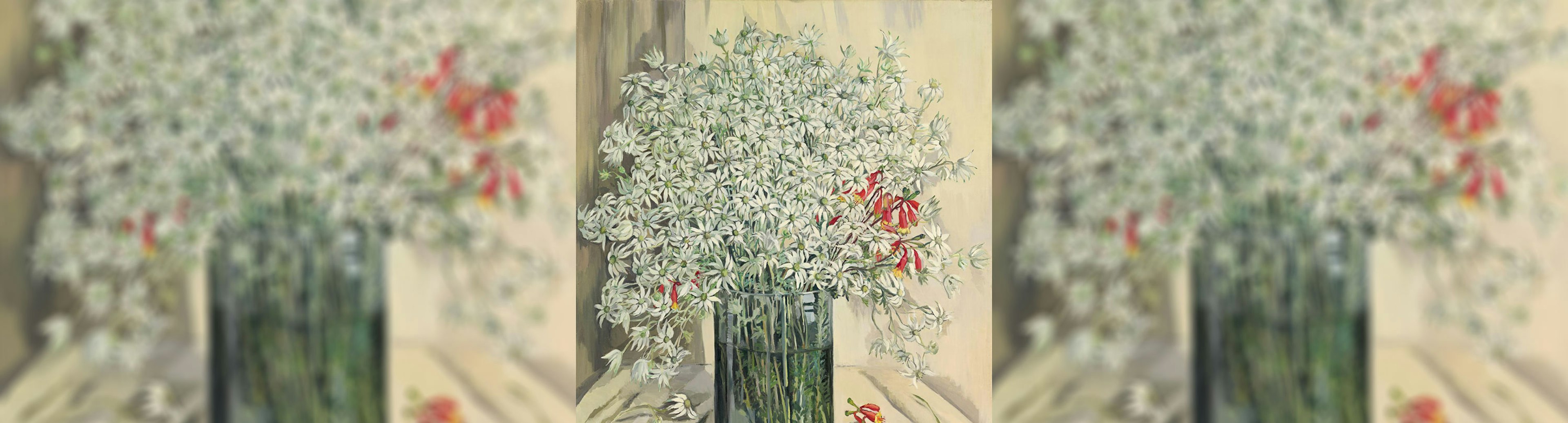 An oil painting of flowers in a vase by Margaret Preston