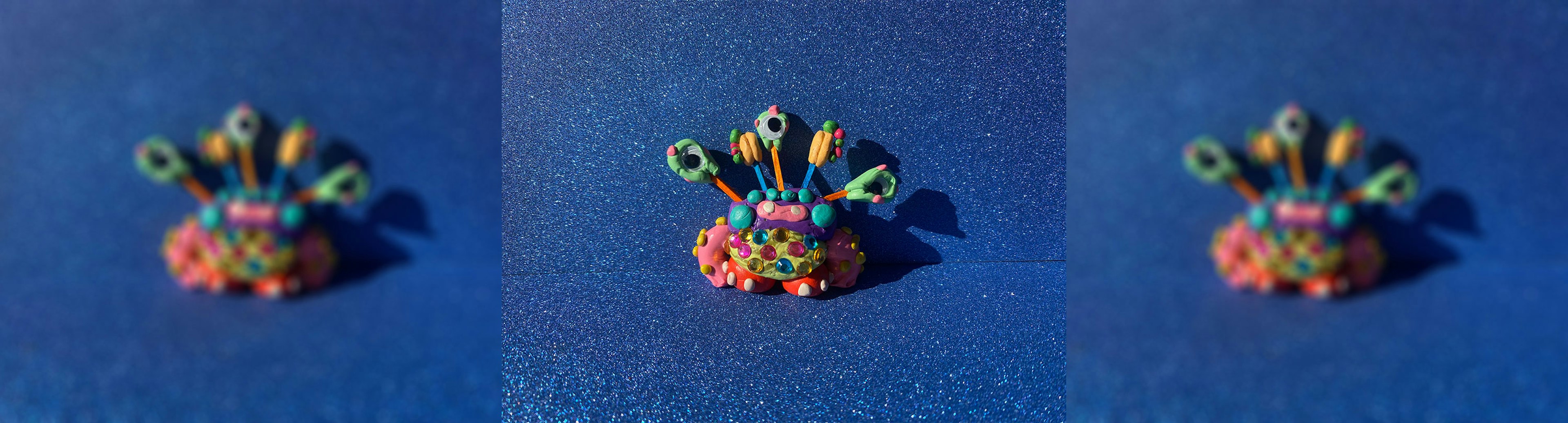 A colourful monster made from clay by Kate Robinson